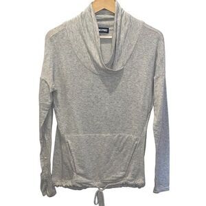 Ink‎ Love And Peace Womens Cowlneck Drawstring Hem Tunic Sweatshirt Gray Small